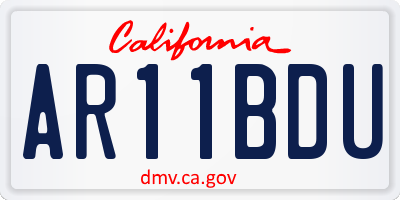 CA license plate AR11BDU