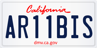 CA license plate AR11BIS