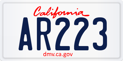 CA license plate AR223