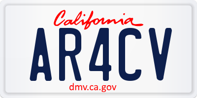 CA license plate AR4CV