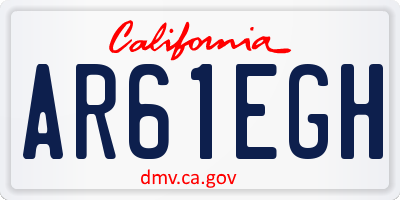 CA license plate AR61EGH