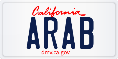 CA license plate ARAB