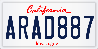 CA license plate ARAD887