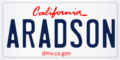 CA license plate ARADSON