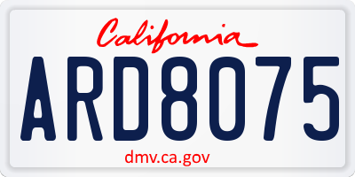 CA license plate ARD8075