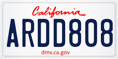 CA license plate ARDD808