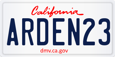 CA license plate ARDEN23