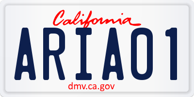 CA license plate ARIA01