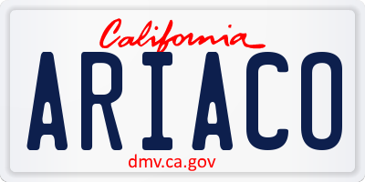 CA license plate ARIACO