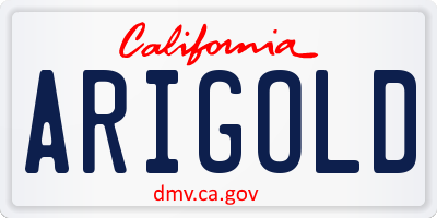 CA license plate ARIGOLD