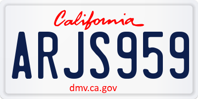 CA license plate ARJS959