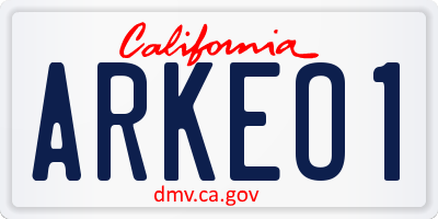 CA license plate ARKEO1