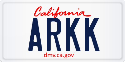 CA license plate ARKK