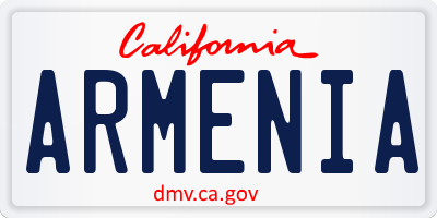 CA license plate ARMENIA