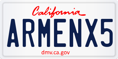 CA license plate ARMENX5