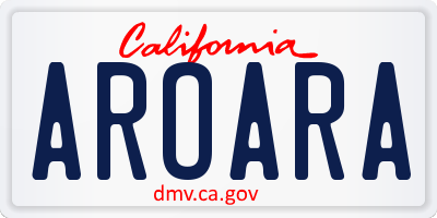 CA license plate AROARA