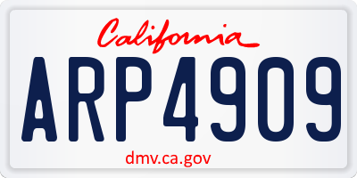 CA license plate ARP4909