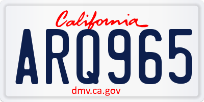 CA license plate ARQ965