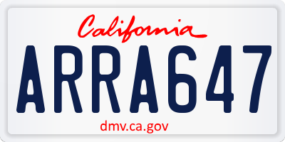 CA license plate ARRA647