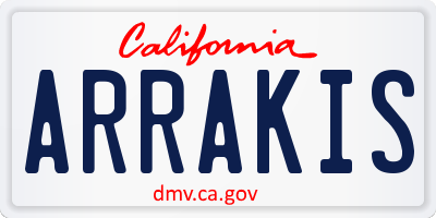 CA license plate ARRAKIS