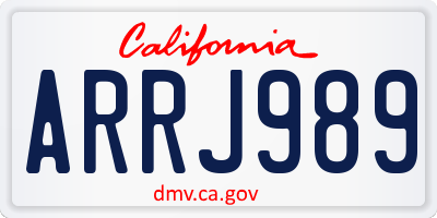 CA license plate ARRJ989