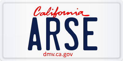 CA license plate ARSE