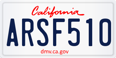 CA license plate ARSF510