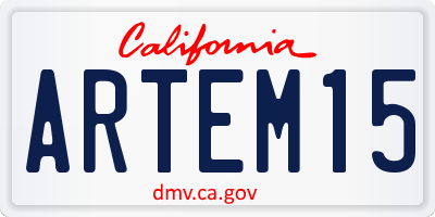 CA license plate ARTEM15