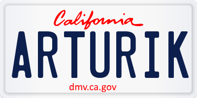 CA license plate ARTURIK