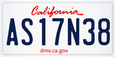 CA license plate AS17N38