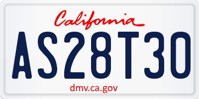 CA license plate AS28T30