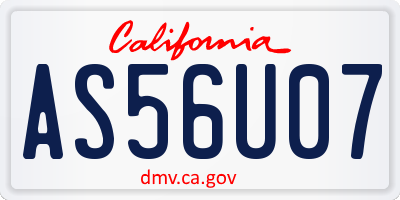 CA license plate AS56U07