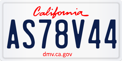 CA license plate AS78V44