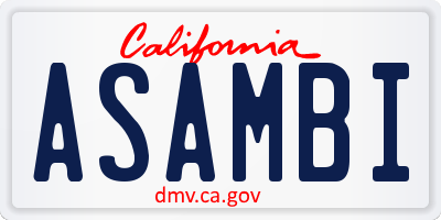 CA license plate ASAMBI