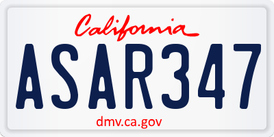 CA license plate ASAR347