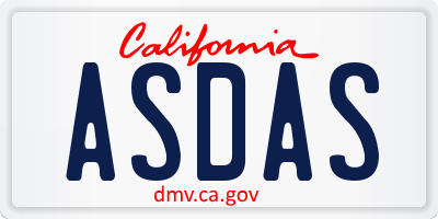 CA license plate ASDAS