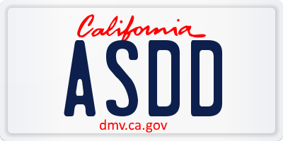 CA license plate ASDD