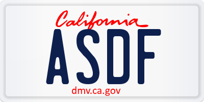 CA license plate ASDF