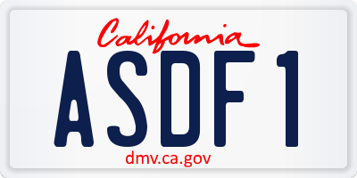 CA license plate ASDF1