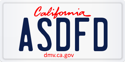 CA license plate ASDFD