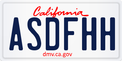 CA license plate ASDFHH