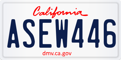 CA license plate ASEW446