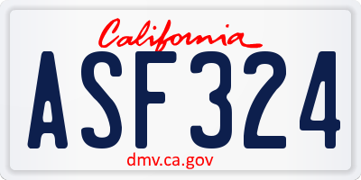 CA license plate ASF324