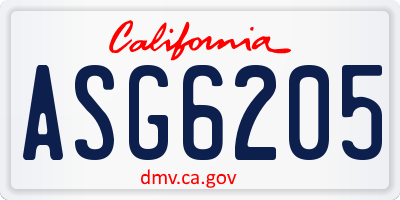 CA license plate ASG6205