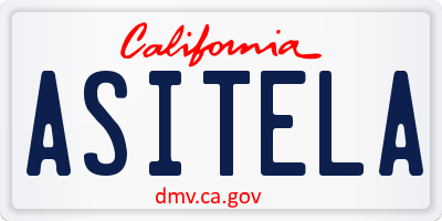 CA license plate ASITELA