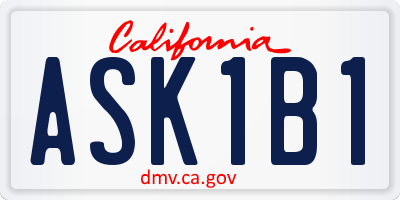 CA license plate ASK1B1