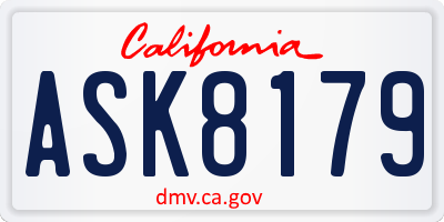 CA license plate ASK8179