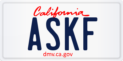 CA license plate ASKF