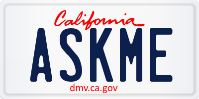 CA license plate ASKME