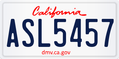 CA license plate ASL5457